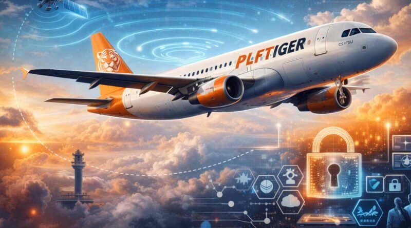 PLFTiger airplane representing advanced digital technology, AI-driven systems, cloud infrastructure and cybersecurity innovation