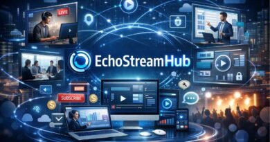 Digital interface illustration representing EchoStreamHub streaming and content ecosystem