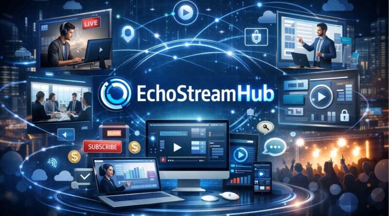 Digital interface illustration representing EchoStreamHub streaming and content ecosystem